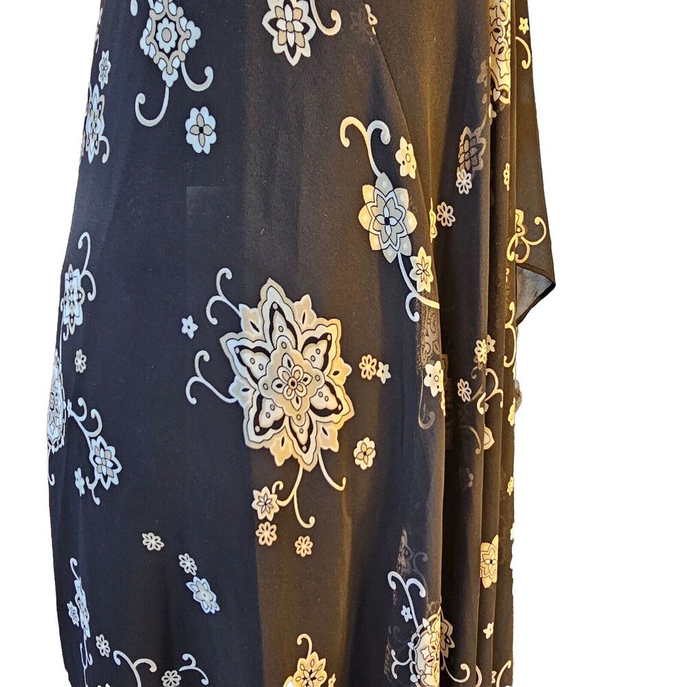 Halter Dress Sz 8 Plaza South Black Floral Assymmetric Cruise Resort Beach - Picture 11 of 11